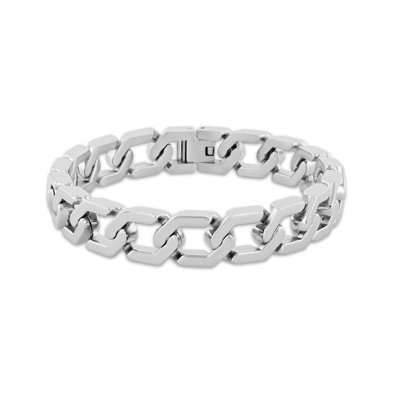 Men's Hexagon Link Bracelet Stainless Steel 8.5"