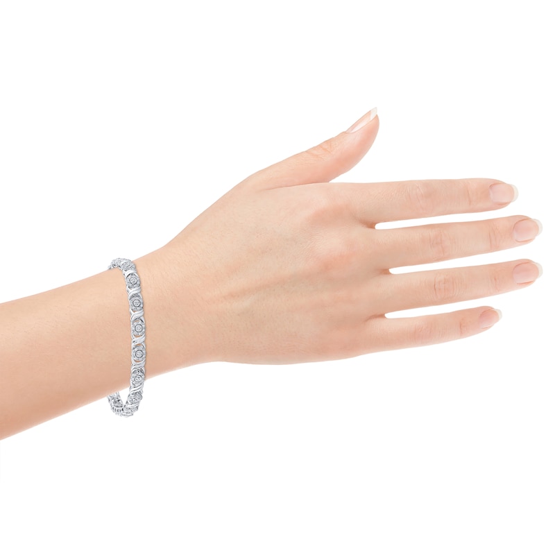 Main Image 4 of Diamond "XO" Link Bracelet 1/2 ct tw Sterling Silver 7"
