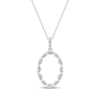 Thumbnail Image 1 of Diamond Oval Scalloped Frame Necklace 1/6 ct tw 10K White Gold 18"