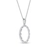 Thumbnail Image 2 of Diamond Oval Scalloped Frame Necklace 1/6 ct tw 10K White Gold 18"