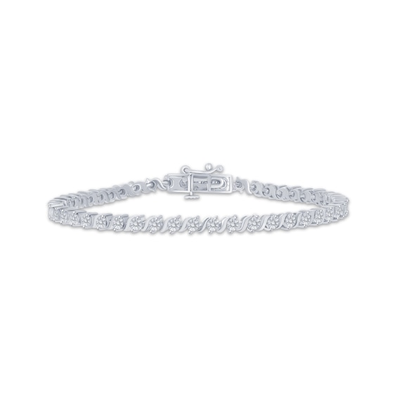 Diamond S-Link Bracelet 1/4 ct tw Sterling Silver 7.25"