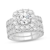 Thumbnail Image 1 of Round-Cut Lab-Grown Diamond Cushion Halo Bridal Set 5 ct tw 14K White Gold