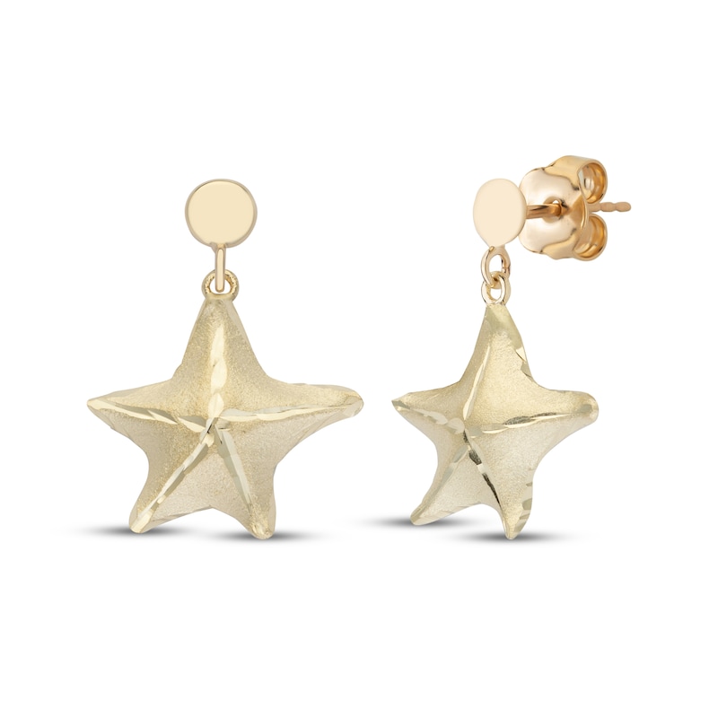Main Image 1 of Starfish Dangle Earrings 14K Yellow Gold