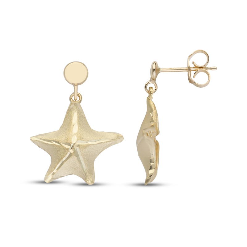 Main Image 3 of Starfish Dangle Earrings 14K Yellow Gold