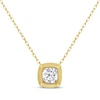 Thumbnail Image 1 of Round-Cut Diamond Solitaire Cushion Frame Necklace 1/3 ct tw 10K Yellow Gold 18" (I/I2)