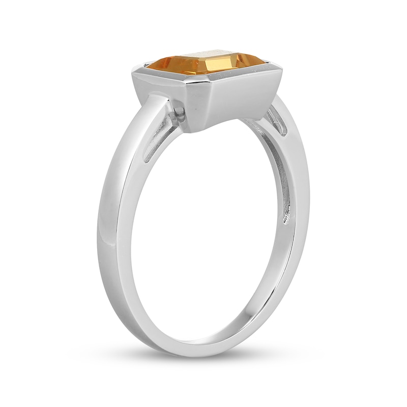 Main Image 2 of STUDIO BY KAY Emerald-Cut Citrine Bezel-Set Solitaire Ring Sterling Silver