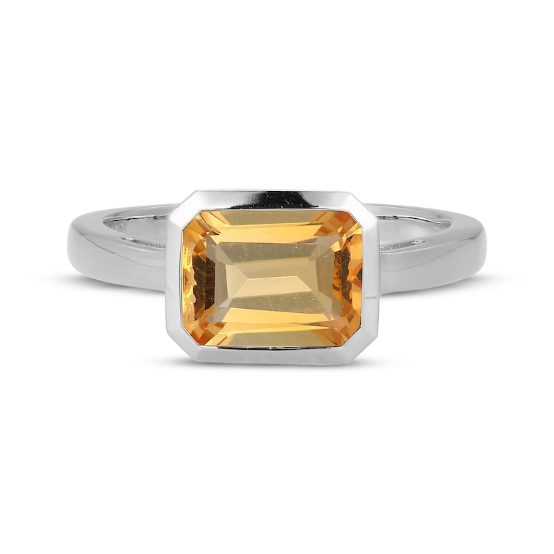 Main Image 3 of STUDIO BY KAY Emerald-Cut Citrine Bezel-Set Solitaire Ring Sterling Silver