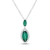 Thumbnail Image 1 of Marquise-Cut Lab-Created Emerald & White Lab-Created Sapphire Necklace Sterling Silver 18"