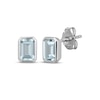 Thumbnail Image 1 of STUDIO BY KAY Emerald-Cut Aquamarine Bezel-Set Solitaire Stud Earrings Sterling Silver