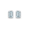 Thumbnail Image 2 of STUDIO BY KAY Emerald-Cut Aquamarine Bezel-Set Solitaire Stud Earrings Sterling Silver