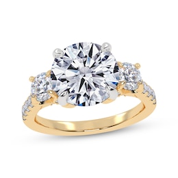Memories Moments Magic Lab-Grown Diamonds Round-Cut Three-Stone Engagement Ring 4-1/3 ct tw 14K Yellow Gold