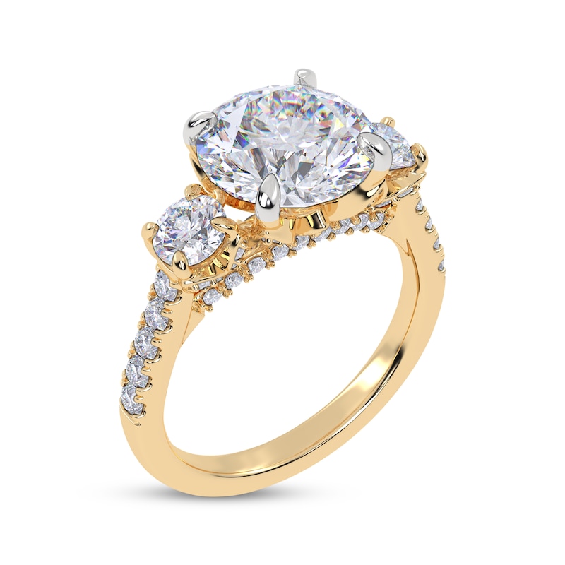 Main Image 2 of Memories Moments Magic Lab-Grown Diamonds Round-Cut Three-Stone Engagement Ring 4-1/3 ct tw 14K Yellow Gold