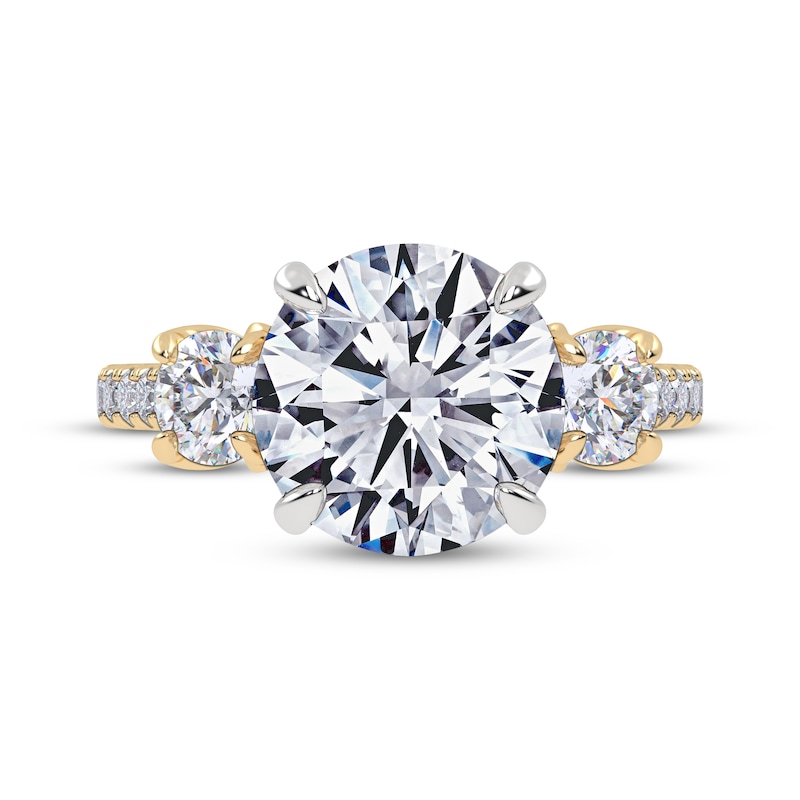 Main Image 3 of Memories Moments Magic Lab-Grown Diamonds Round-Cut Three-Stone Engagement Ring 4-1/3 ct tw 14K Yellow Gold