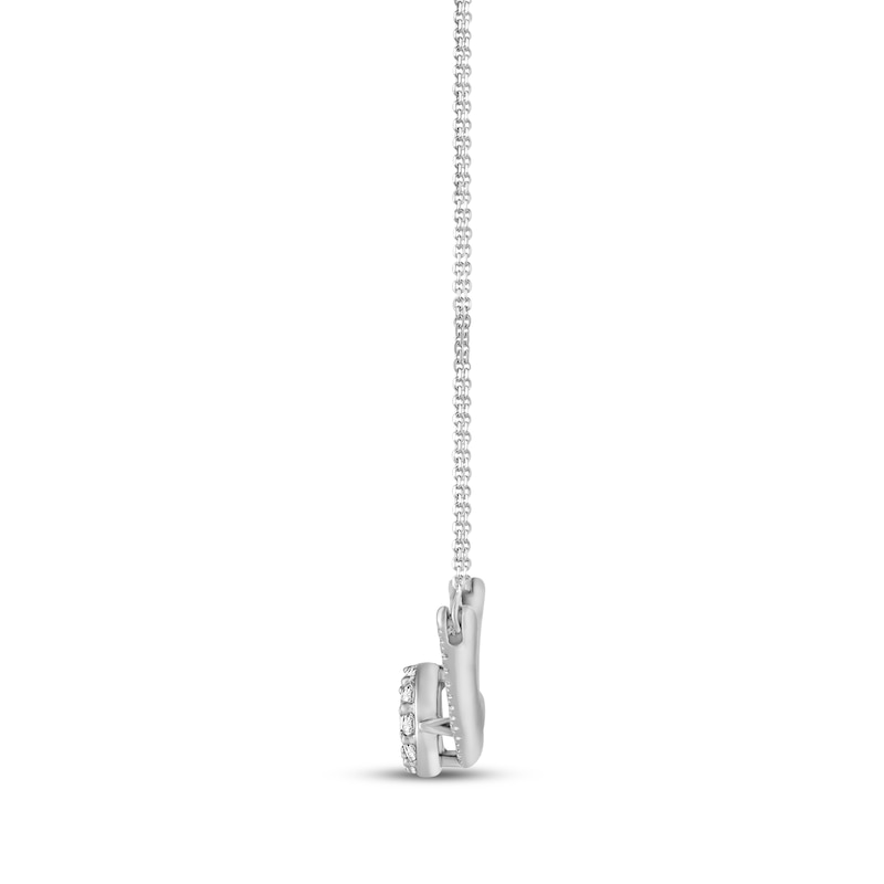 Main Image 3 of Closer Together Lab-Grown Diamond Halo Smile Necklace 1 ct tw 10K White Gold 17"