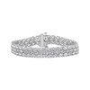 Thumbnail Image 1 of Oval-Cut White Lab-Created Sapphire Three-Row Bracelet Sterling Silver 7.5"