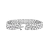 Thumbnail Image 2 of Oval-Cut White Lab-Created Sapphire Three-Row Bracelet Sterling Silver 7.5"