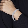 Thumbnail Image 3 of Oval-Cut White Lab-Created Sapphire Three-Row Bracelet Sterling Silver 7.5"