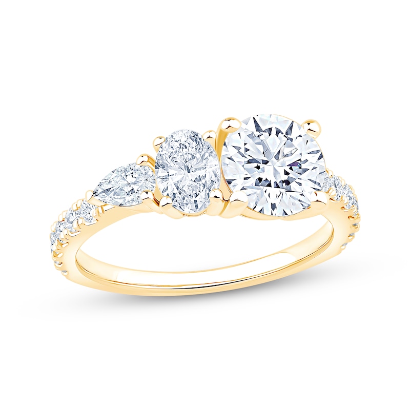 Main Image 1 of Now + Forever Round-Cut, Oval-Cut & Pear-Shaped Lab-Grown Diamond Engagement Ring 2-1/5 ct tw 14K Yellow Gold
