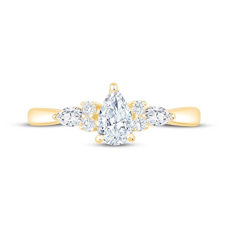 Main Image 3 of Now + Forever Lab-Grown Diamonds Pear-Shaped Engagement Ring 3/4 ct tw 14K Yellow Gold