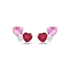 Thumbnail Image 2 of Lab-Created Ruby, Pink & White Lab-Created Sapphire Double Heart Earrings Sterling Silver