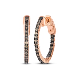 Le Vian Chocolate Diamond Inside-Out Hoop Earrings 1/2 ct tw 14K Strawberry Gold