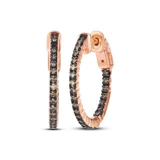 Le Vian Chocolate Diamond Inside-Out Hoop Earrings 1/2 ct tw 14K Strawberry Gold
