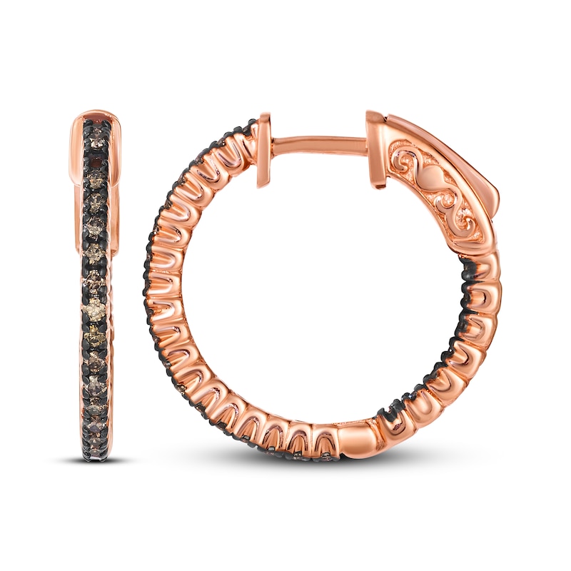 Main Image 3 of Le Vian Chocolate Diamond Inside-Out Hoop Earrings 1/2 ct tw 14K Strawberry Gold