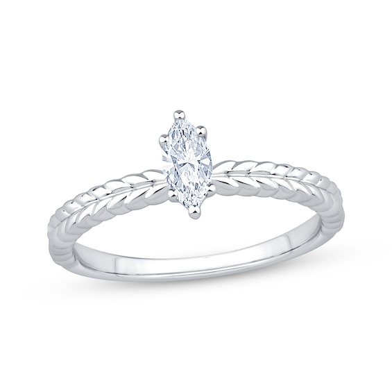 Now + Forever Marquise-Cut Diamond Solitaire Braided Shank Engagement Ring 1/4 ct tw 10K White Gold (I/I1)