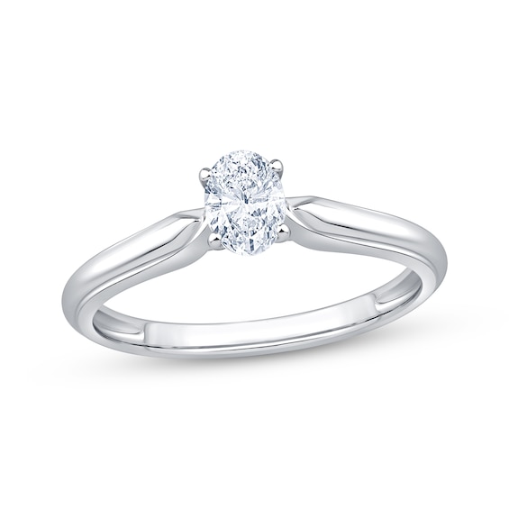 Now + Forever Oval-Cut Diamond Solitaire Engagement Ring 1/3 ct tw 10K White Gold (I/I1)