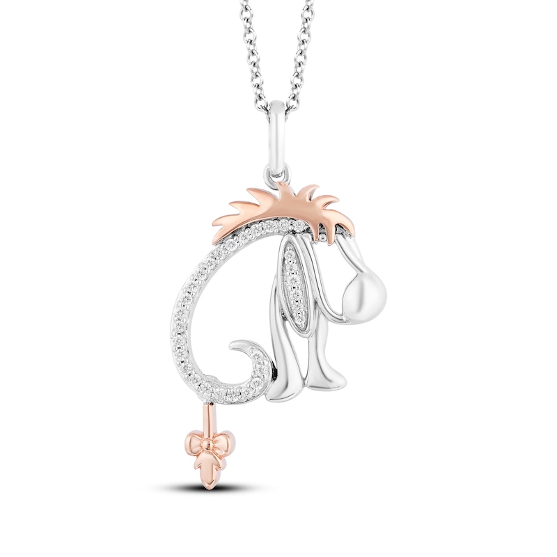 Main Image 1 of Disney Treasures Winnie the Pooh "Eeyore" Diamond Necklace 1/15 ct tw 18K Rose Gold Vermeil & Sterling Silver 19"