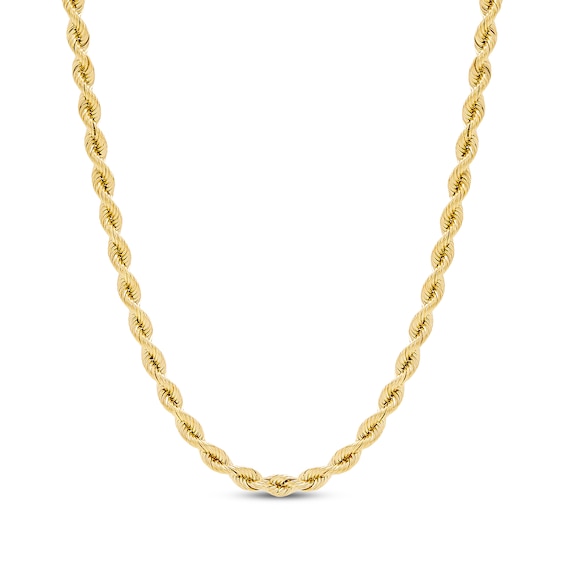 2.5mm Silk Rope Chain Necklace Solid 10K Yellow Gold 20"