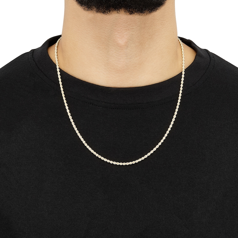 Main Image 5 of 2.5mm Silk Rope Chain Necklace Solid 10K Yellow Gold 20"
