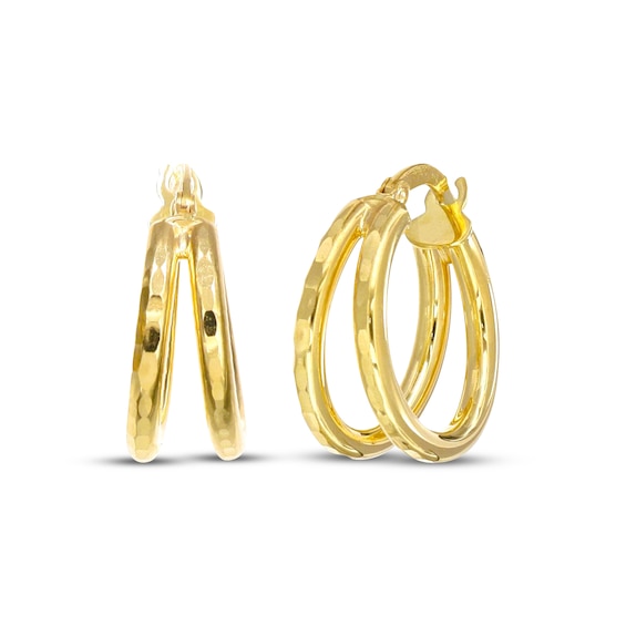 Split Hoop Earrings Hollow 10K Yellow Gold