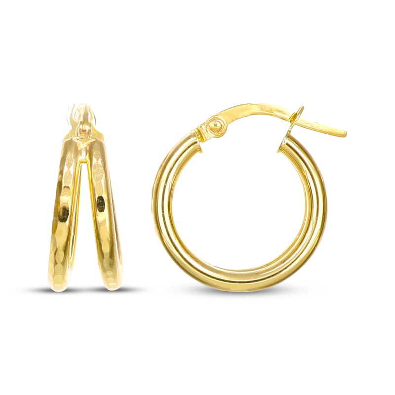 Main Image 3 of Split Hoop Earrings Hollow 10K Yellow Gold