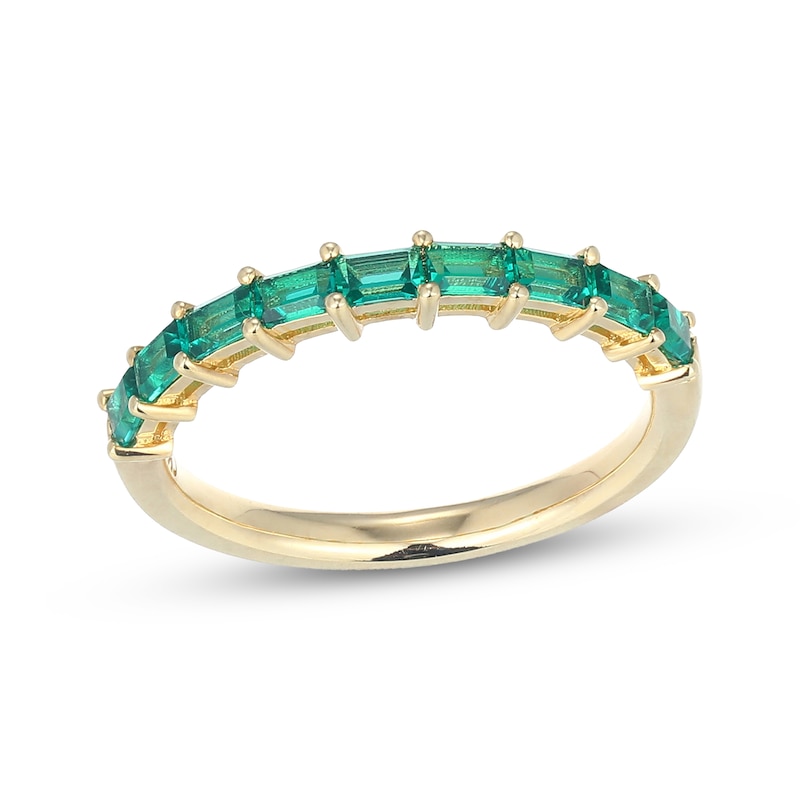 Main Image 1 of STUDIO BY KAY Baguette-Cut Lab-Created Emerald Stackable Ring 24K Yellow Gold Vermeil Sterling Silver
