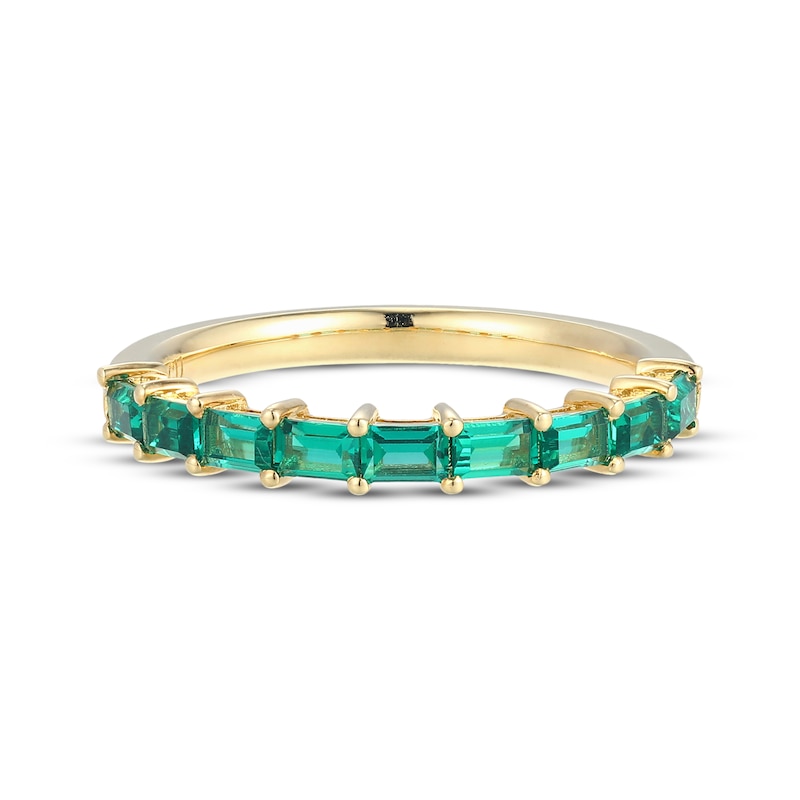 Main Image 3 of STUDIO BY KAY Baguette-Cut Lab-Created Emerald Stackable Ring 24K Yellow Gold Vermeil Sterling Silver