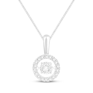 Unstoppable Love Lab-Grown Diamond Halo Necklace 1/4 ct tw 10K White Gold 19"