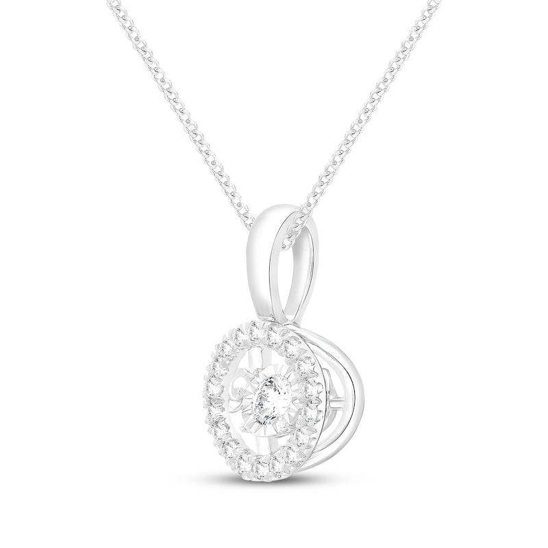 Main Image 2 of Unstoppable Love Lab-Grown Diamond Halo Necklace 1/4 ct tw 10K White Gold 19"