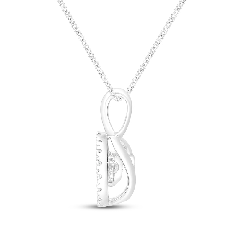 Main Image 3 of Unstoppable Love Lab-Grown Diamond Halo Necklace 1/4 ct tw 10K White Gold 19"