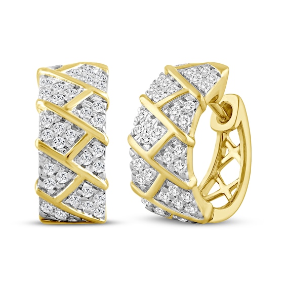 Diamond Hoop Earrings 1/2 ct tw 10K Yellow Gold