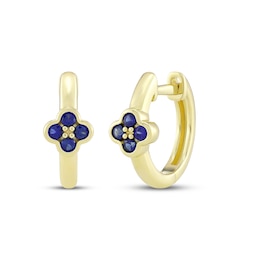 STUDIO BY KAY Blue Lab-Created Sapphire Clover Hoop Earrings 24K Yellow Gold Vermeil Sterling Silver
