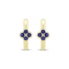 Thumbnail Image 2 of STUDIO BY KAY Blue Lab-Created Sapphire Clover Hoop Earrings 24K Yellow Gold Vermeil Sterling Silver