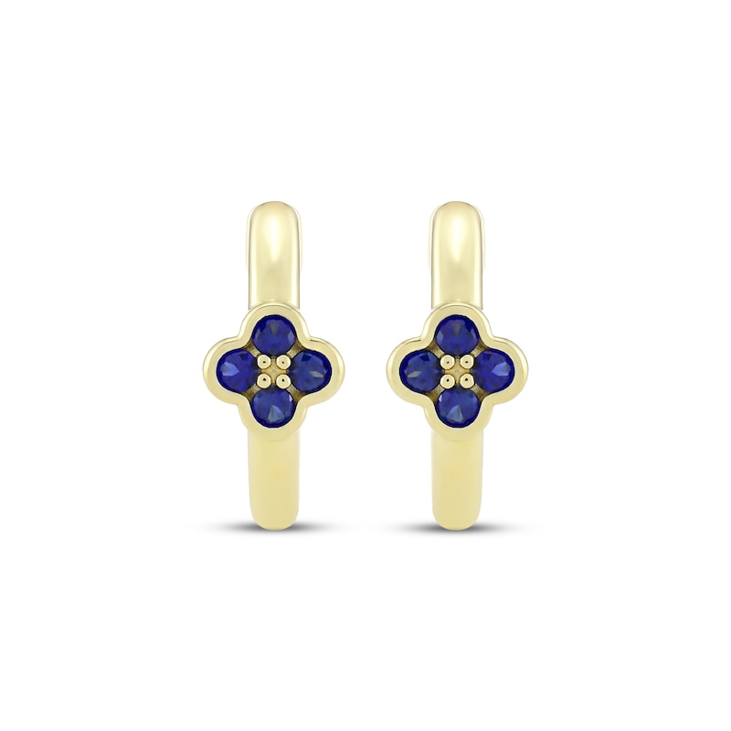Main Image 2 of STUDIO BY KAY Blue Lab-Created Sapphire Clover Hoop Earrings 24K Yellow Gold Vermeil Sterling Silver
