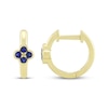 Thumbnail Image 3 of STUDIO BY KAY Blue Lab-Created Sapphire Clover Hoop Earrings 24K Yellow Gold Vermeil Sterling Silver