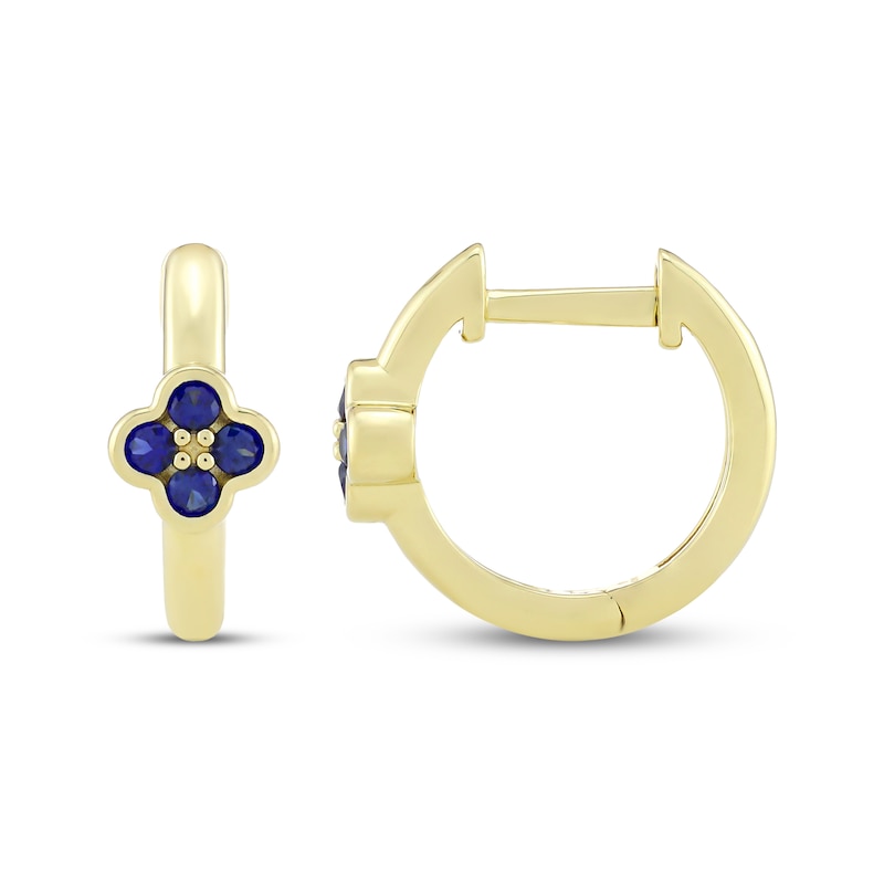 Main Image 3 of STUDIO BY KAY Blue Lab-Created Sapphire Clover Hoop Earrings 24K Yellow Gold Vermeil Sterling Silver
