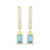 Thumbnail Image 2 of STUDIO BY KAY Emerald-Cut Swiss Blue Topaz & White Lab-Created Sapphire Hoop Drop Earrings 24K Yellow Gold Vermeil Sterling Silver