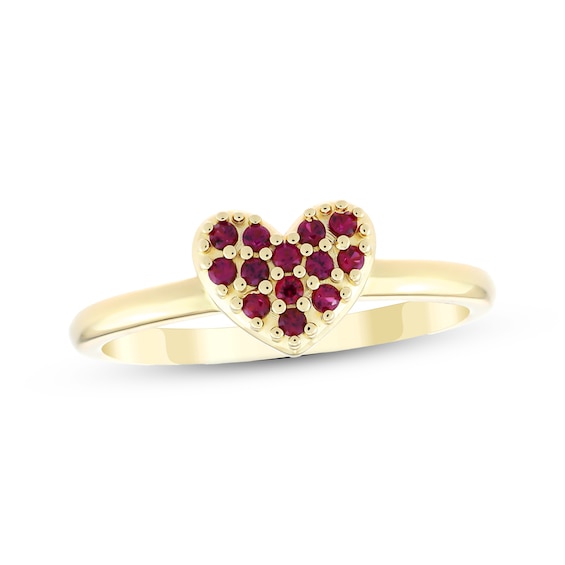 STUDIO BY KAY Lab-Created Ruby Heart Ring 24K Yellow Gold Vermeil Sterling Silver