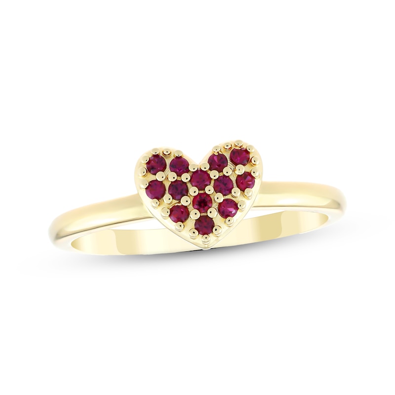 Main Image 1 of STUDIO BY KAY Lab-Created Ruby Heart Ring 24K Yellow Gold Vermeil Sterling Silver