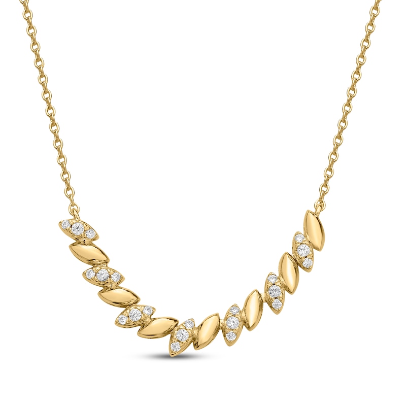 Main Image 1 of Diamond Marquise-Shaped Smile Necklace 1/5 ct tw 10K Yellow Gold 18"