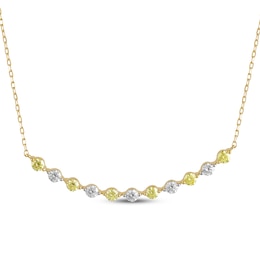 Yellow & White Lab-Grown Diamond Alternating Smile Necklace 1 ct tw 10K Yellow Gold 18"